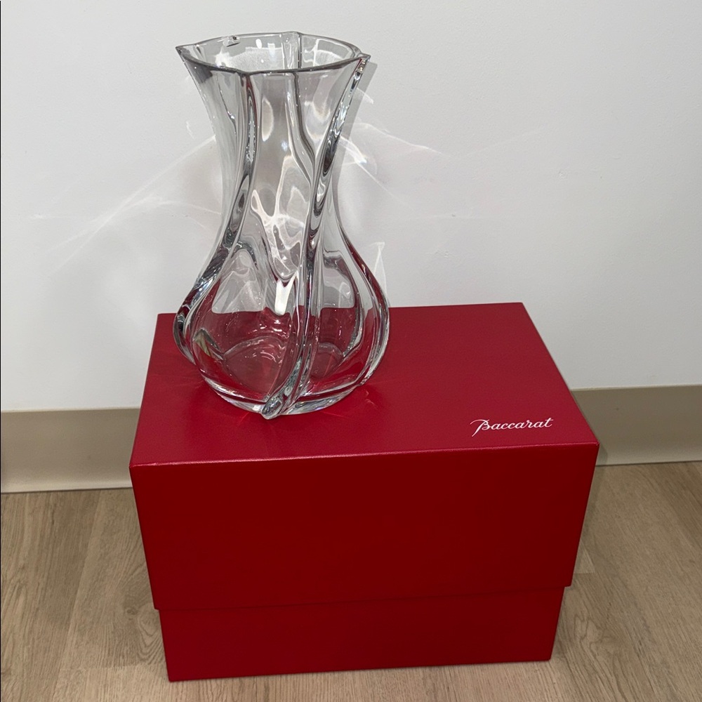 Baccarat Crystal 10.5" Serpentine Vase With Box